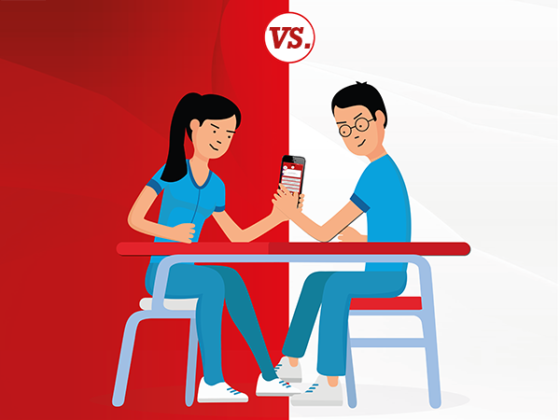 Modo duelo de la app para estudiantes de odontología.